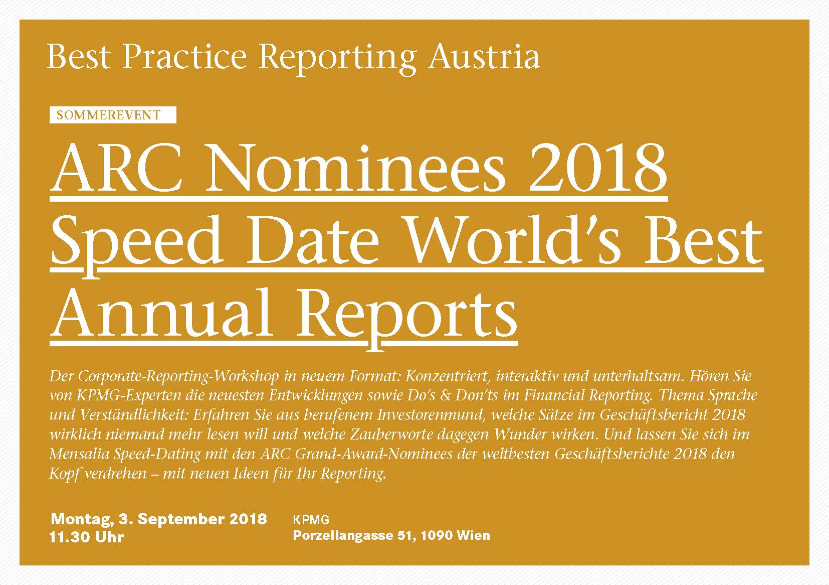 BPRA Veranstaltung ARC Nominees 2018 Speed Date World’s Best Annual Reports